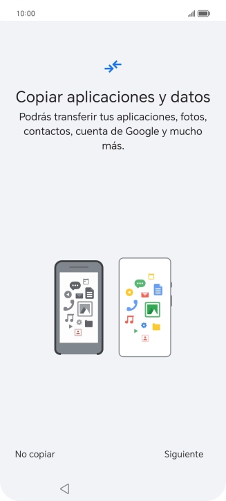 Pulsa No copiar y sigue las indicaciones de la pantalla para finalizar la activación del teléfono.