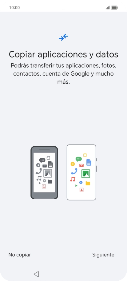 Pulsa No copiar y sigue las indicaciones de la pantalla para finalizar la activación del teléfono.