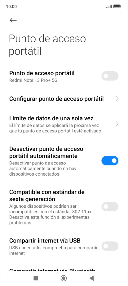 Pulsa Configurar punto de acceso portátil. Pulsa Configurar punto de acceso portátil.
