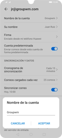 Introduce el nombre de la cuenta y pulsa ACEPTAR. Introduce el nombre de la cuenta y pulsa ACEPTAR.