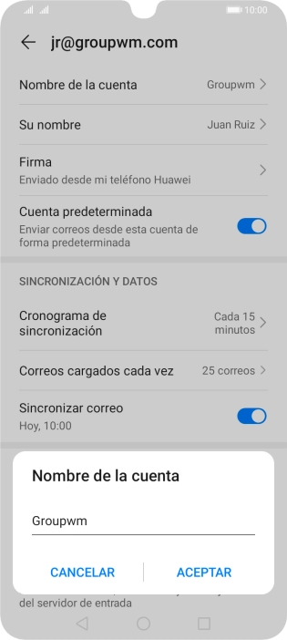 Introduce el nombre de la cuenta y pulsa ACEPTAR. Introduce el nombre de la cuenta y pulsa ACEPTAR.