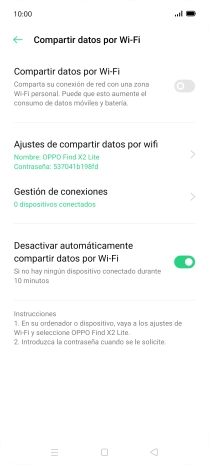 Pulsa Ajustes de compartir datos por wifi. Pulsa Ajustes de compartir datos por wifi.