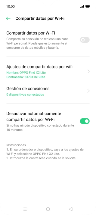 Pulsa Ajustes de compartir datos por wifi. Pulsa Ajustes de compartir datos por wifi.