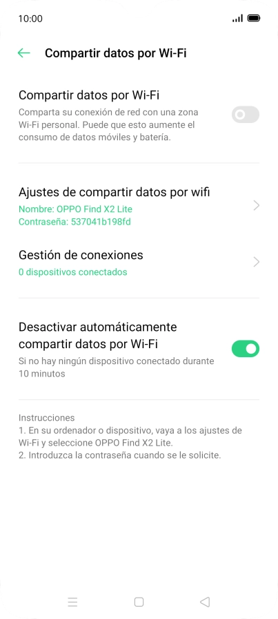 Pulsa Ajustes de compartir datos por wifi. Pulsa Ajustes de compartir datos por wifi.