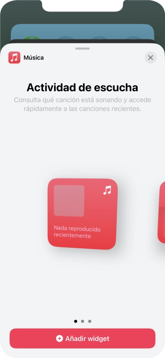 Desliza el dedo hacia la derecha o hacia la izquierda por la pantalla para seleccionar el tamaño de widget deseado. Desliza el dedo hacia la derecha o hacia la izquierda por la pantalla para seleccionar el tamaño de widget deseado.