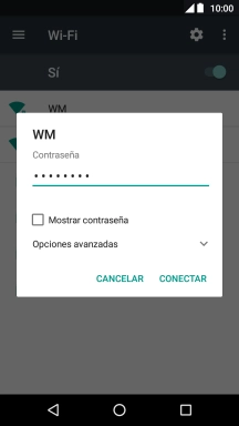 Introduce la contraseña de la red wifi y pulsa CONECTAR.