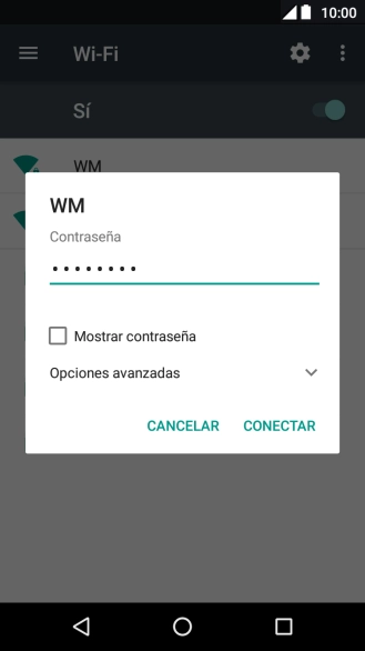 Introduce la contraseña de la red wifi y pulsa CONECTAR.