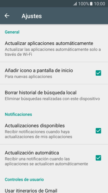 Pulsa Actualizar aplicaciones automáticamente.