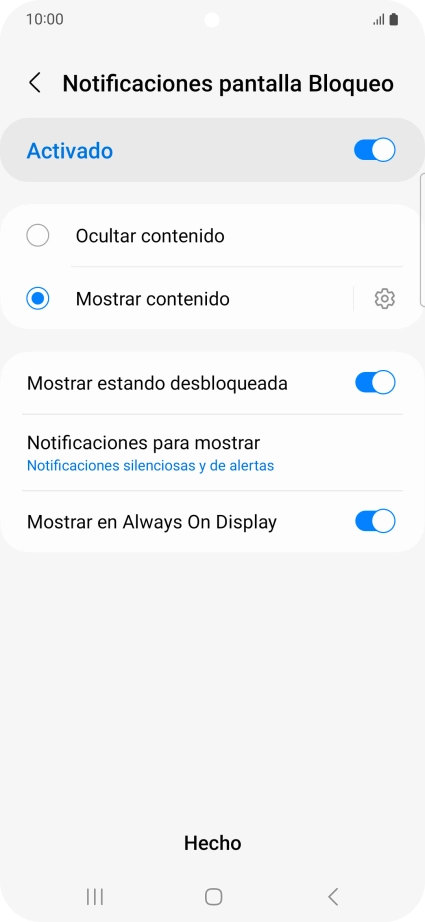 Pulsa los ajustes deseados para activarlos o desactivarlos. Pulsa los ajustes deseados para activarlos o desactivarlos.