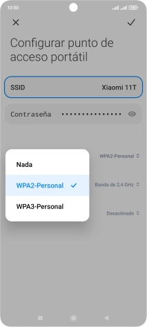 Pulsa WPA3-Personal para proteger la conexión wifi con una contraseña. Pulsa WPA3-Personal para proteger la conexión wifi con una contraseña.