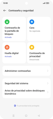 Pulsa Contraseña de la pantalla de bloqueo e introduce el código de seguridad extra que has creado anteriormente. Pulsa Contraseña de la pantalla de bloqueo e introduce el código de seguridad extra que has creado anteriormente.