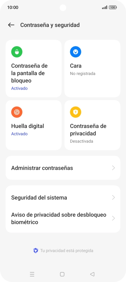 Pulsa Contraseña de la pantalla de bloqueo e introduce el código de seguridad extra que has creado anteriormente. Pulsa Contraseña de la pantalla de bloqueo e introduce el código de seguridad extra que has creado anteriormente.