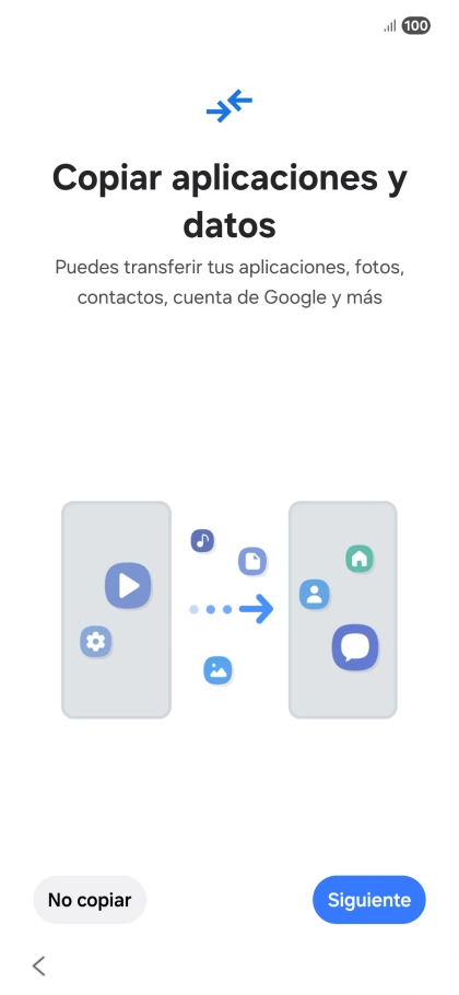 Pulsa No copiar y sigue las indicaciones de la pantalla para finalizar la activación del teléfono.