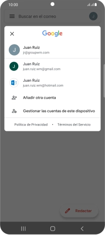 Pulsa la cuenta de correo electrónico deseada. Pulsa la cuenta de correo electrónico deseada.