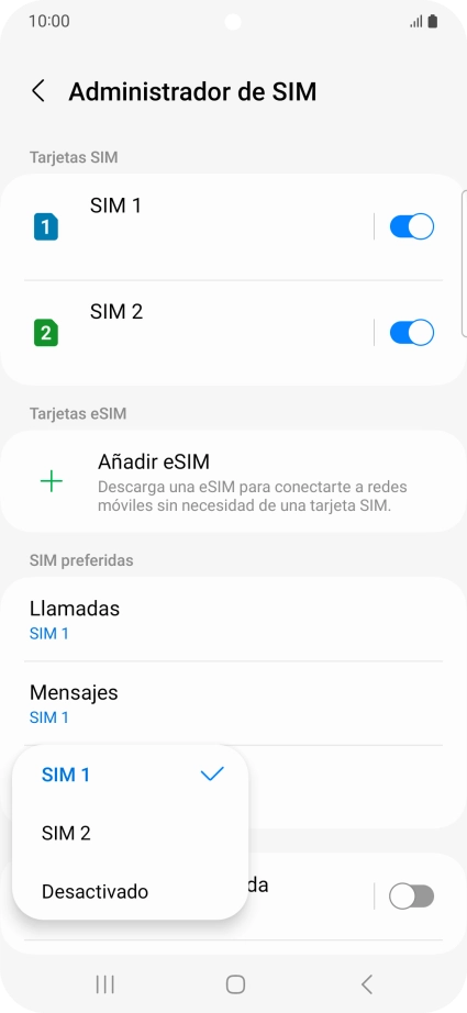 Pulsa el ajuste deseado. Pulsa el ajuste deseado.