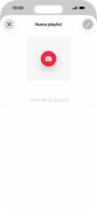 Pulsa en el campo de escritura e introduce el nombre de la lista de reproducción. Pulsa en el campo de escritura e introduce el nombre de la lista de reproducción.