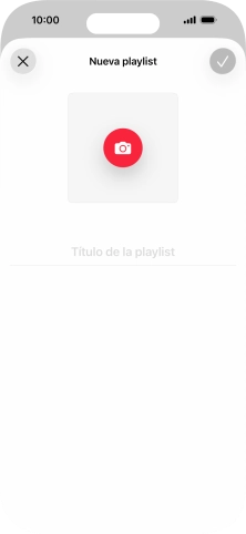 Pulsa en el campo de escritura e introduce el nombre de la lista de reproducción. Pulsa en el campo de escritura e introduce el nombre de la lista de reproducción.