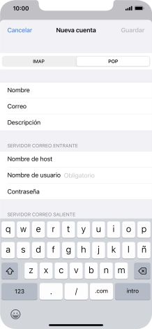 Pulsa Nombre de usuario e introduce el nombre de usuario de tu cuenta de correo electrónico. Pulsa Nombre de usuario e introduce el nombre de usuario de tu cuenta de correo electrónico.