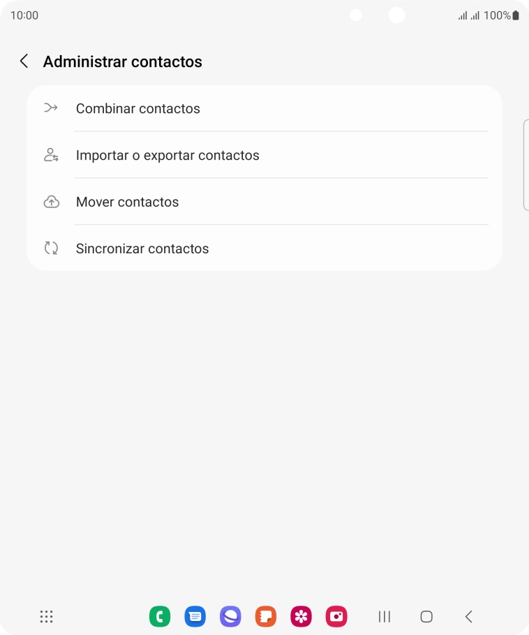 Pulsa Importar o exportar contactos. Pulsa Importar o exportar contactos.