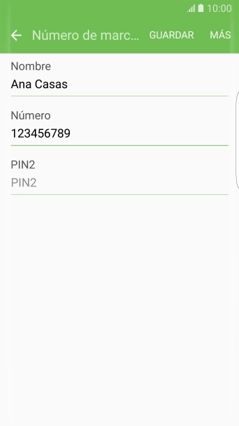 Pulsa PIN2 e introduce el código PIN2.