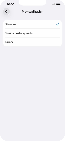 Para seleccionar la vista previa de las notificaciones en la pantalla de bloqueo, pulsa Siempre. Para seleccionar la vista previa de las notificaciones en la pantalla de bloqueo, pulsa Siempre.