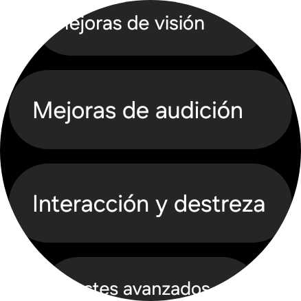 Pulsa Mejoras de audición y sigue las indicaciones de la pantalla para seleccionar los ajustes deseados. Pulsa Mejoras de audición y sigue las indicaciones de la pantalla para seleccionar los ajustes deseados.