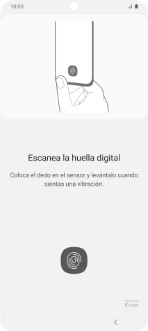 Sigue las indicaciones de la pantalla para crear una huella digital como código de seguridad. Sigue las indicaciones de la pantalla para crear una huella digital como código de seguridad.