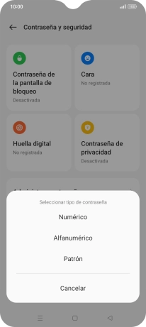 Pulsa el código de seguridad deseado y sigue las indicaciones de la pantalla para crear un código de seguridad del teléfono adicional.