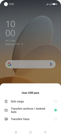 Pulsa Transferir archivos / Android Auto. Pulsa Transferir archivos / Android Auto.