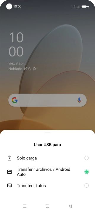 Pulsa Transferir archivos / Android Auto. Pulsa Transferir archivos / Android Auto.