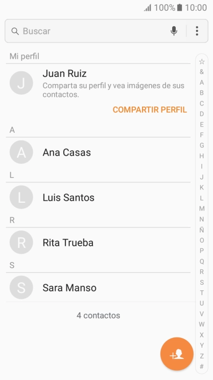 Pulsa el icono de nuevo contacto. Pulsa el icono de nuevo contacto.