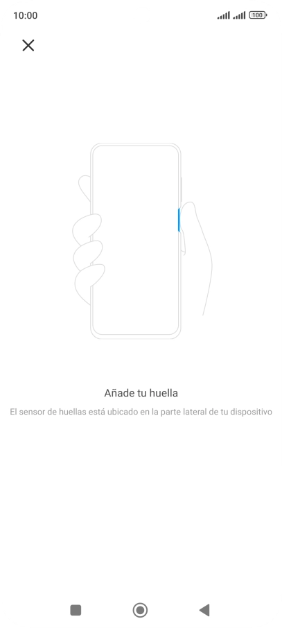Sigue las indicaciones de la pantalla para crear una huella digital como código de seguridad. Sigue las indicaciones de la pantalla para crear una huella digital como código de seguridad.