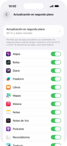 Pulsa Actualización en segundo plano. Pulsa Actualización en segundo plano.