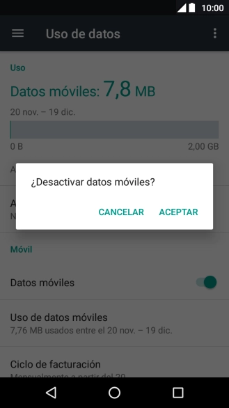 Si desactivas la función, pulsa ACEPTAR. Si desactivas la función, pulsa ACEPTAR.