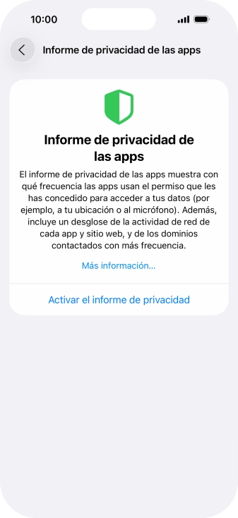 Pulsa Activar el informe de privacidad para activar la función. Pulsa Activar el informe de privacidad para activar la función.