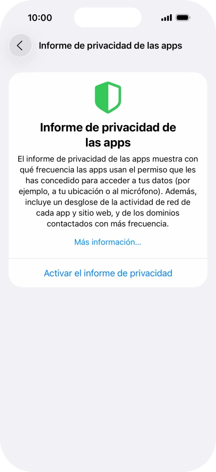 Pulsa Activar el informe de privacidad para activar la función. Pulsa Activar el informe de privacidad para activar la función.