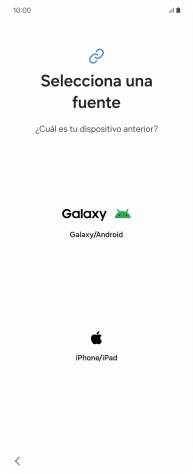 Pulsa el ajuste deseado y sigue las instrucciones de la pantalla para transferir el contenido del otro teléfono. Pulsa el ajuste deseado y sigue las instrucciones de la pantalla para transferir el contenido del otro teléfono.
