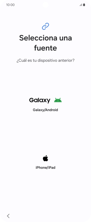 Pulsa el ajuste deseado y sigue las instrucciones de la pantalla para transferir el contenido del otro teléfono. Pulsa el ajuste deseado y sigue las instrucciones de la pantalla para transferir el contenido del otro teléfono.