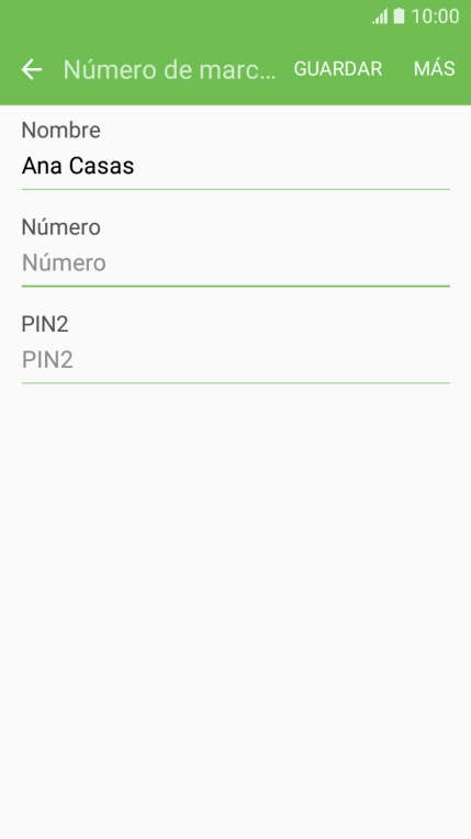 Pulsa Número e introduce el número de teléfono deseado.