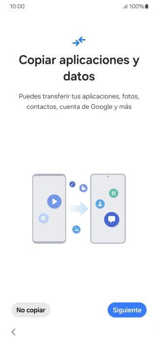 Pulsa No copiar y sigue las indicaciones de la pantalla para finalizar la activación del teléfono. Pulsa No copiar y sigue las indicaciones de la pantalla para finalizar la activación del teléfono.