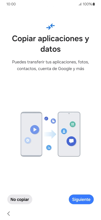 Pulsa No copiar y sigue las indicaciones de la pantalla para finalizar la activación del teléfono. Pulsa No copiar y sigue las indicaciones de la pantalla para finalizar la activación del teléfono.