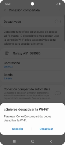 Si la función de wifi está activada, pulsa Desactivar. Si la función de wifi está activada, pulsa Desactivar.