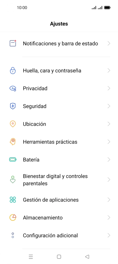 Pulsa Notificaciones y barra de estado.