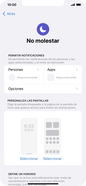 Pulsa Personas y sigue las indicaciones de la pantalla para seleccionar de qué contactos quieres recibir llamadas y notificaciones cuando No molestar está activado.