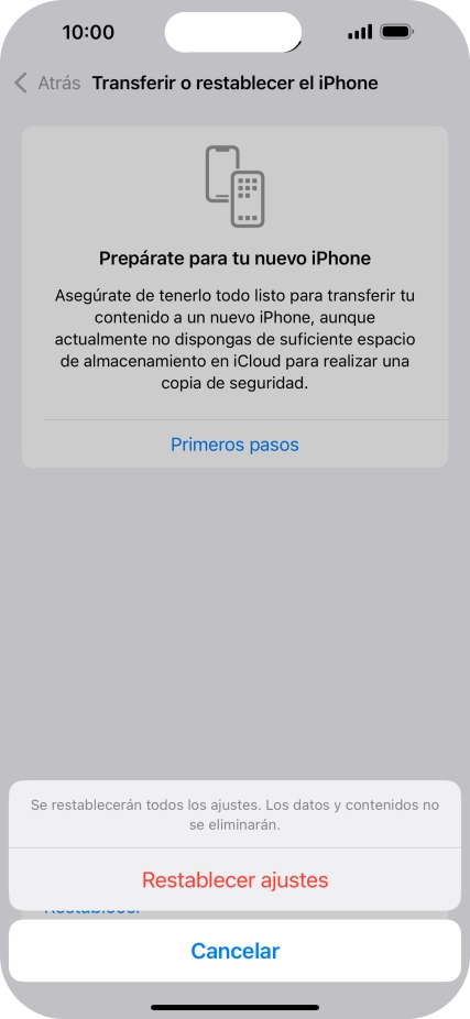 Pulsa Restablecer ajustes. Pulsa Restablecer ajustes.