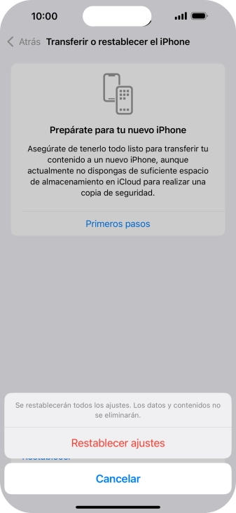 Pulsa Restablecer ajustes. Pulsa Restablecer ajustes.