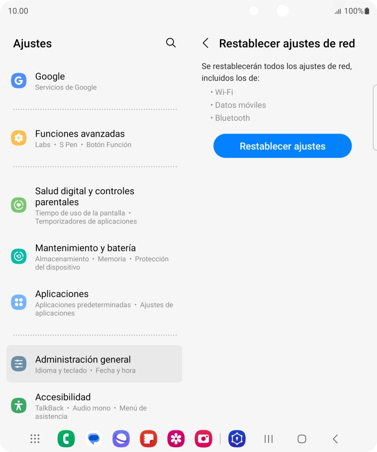 Pulsa Restablecer ajustes. Pulsa Restablecer ajustes.