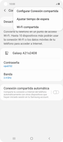 Pulsa Configurar Conexión compartida. Pulsa Configurar Conexión compartida.