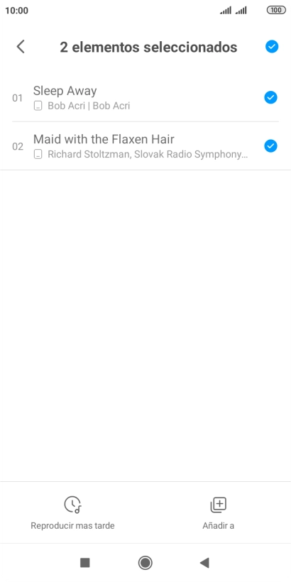 Pulsa los archivos de música deseados para añadirlos. Pulsa los archivos de música deseados para añadirlos.