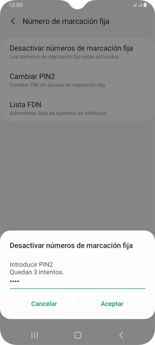 Introduce el código PIN2 y pulsa Aceptar. Introduce el código PIN2 y pulsa Aceptar.